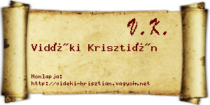 Vidéki Krisztián névjegykártya